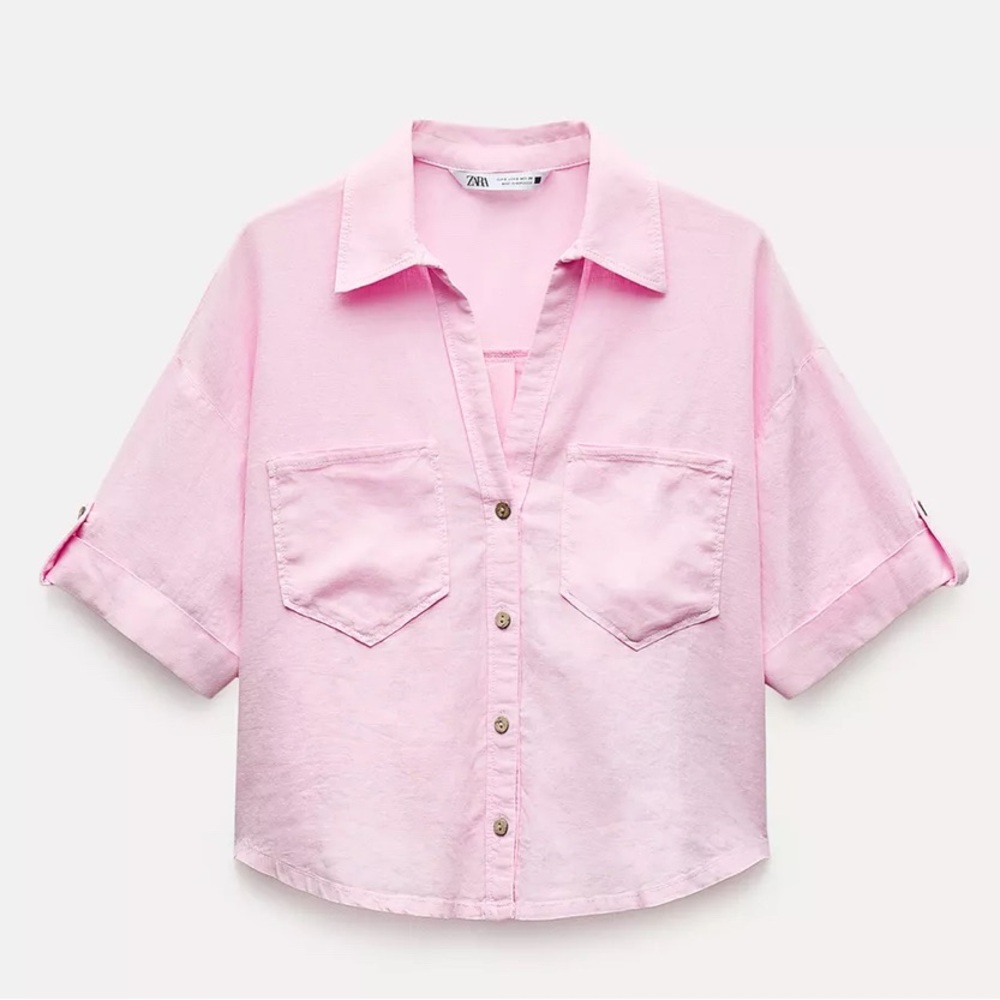 Zara Light Pink Button-Down Shirt